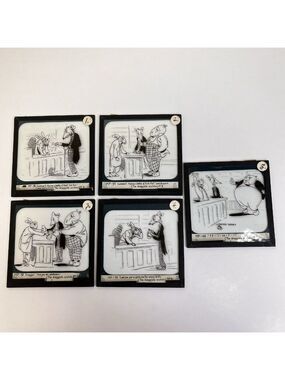 Magic Lantern Glass Slide The Druggist 1 - 5 Cartoon Ewarde Blaisdell